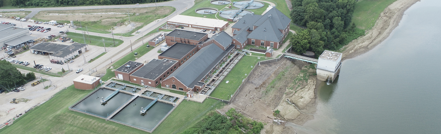 Aerial view of the water plant.