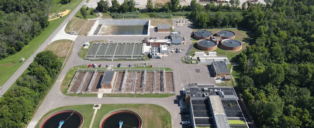 Aerial view of the water plant.